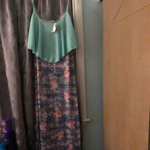 Turquoise Floral Maxi Dress